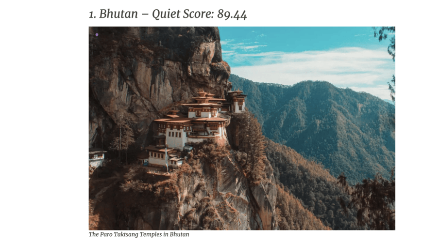 Bhutan ranked World’s Quietest Country